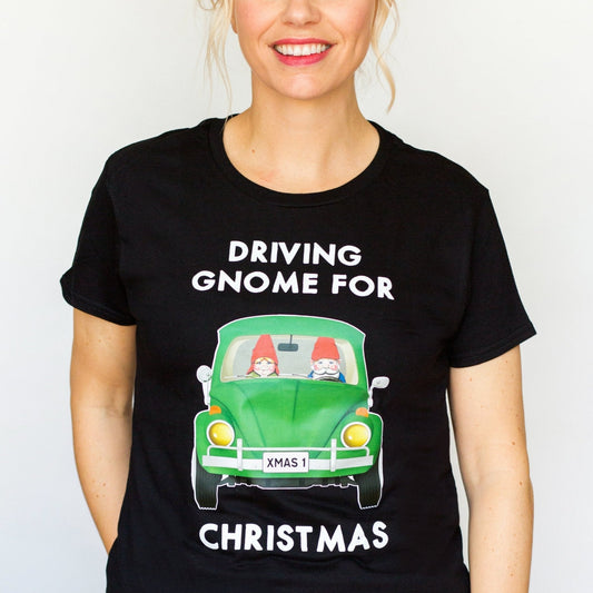Driving Gnome For Christmas Ladies T-Shirt