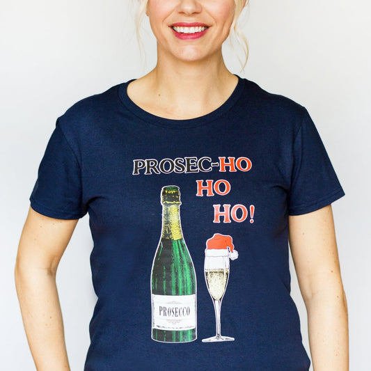Prosec-HoHoHo Ladies Christmas T-Shirt